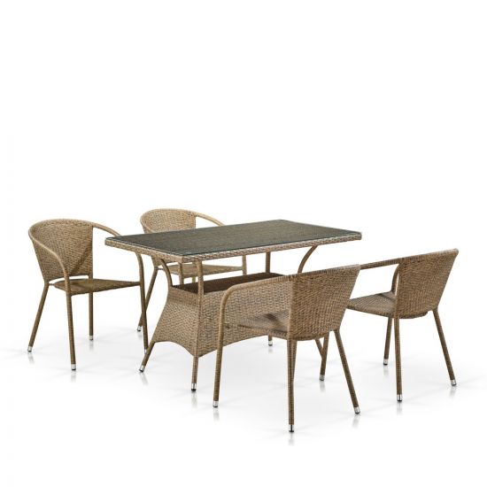 Комплект мебели из иск. ротанга T198D-Y137B-W56 Light Brown (4+1)