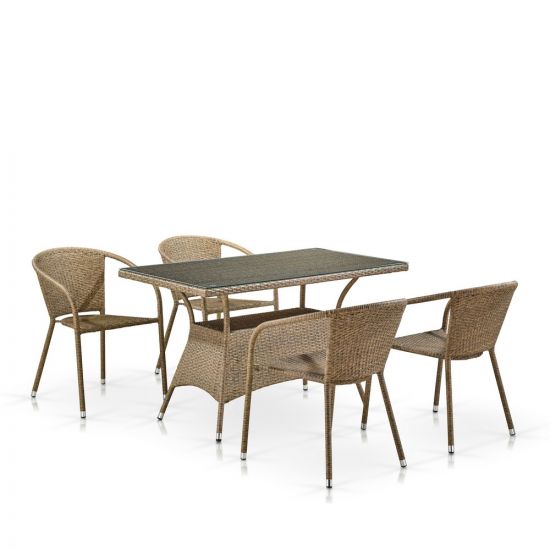 Комплект мебели из иск. ротанга T198D-Y137C-W56 Light Brown (4+1)