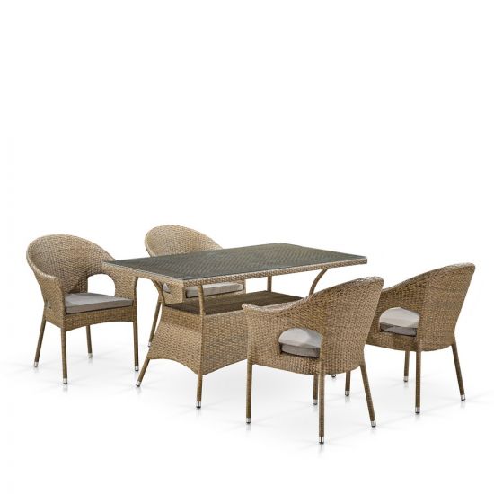 Комплект плетеной мебели T198B-Y97B-W56 Light Brown (4+1)