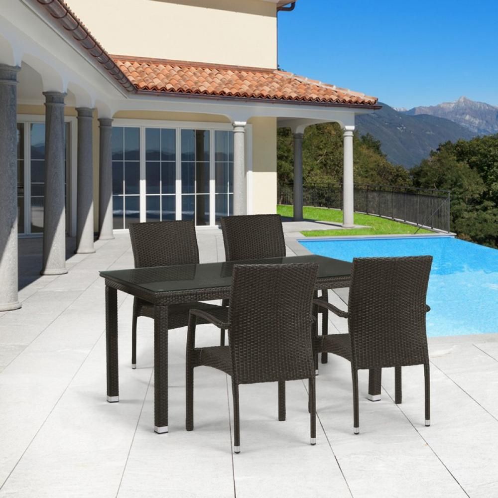 Комплект плетеной мебели T256A-YC379A-W53 Brown (4+1) + подушки на стульях