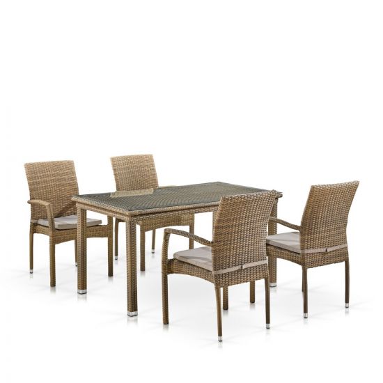 Комплект плетеной мебели T256B-Y379B-W65 Light Brown (4+1)