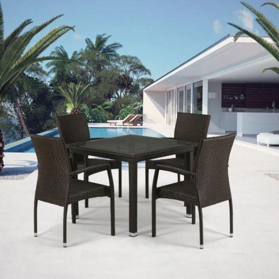 Комплект плетеной мебели T257A-YC379A-W53 Brown (4+1) + подушки на стульях