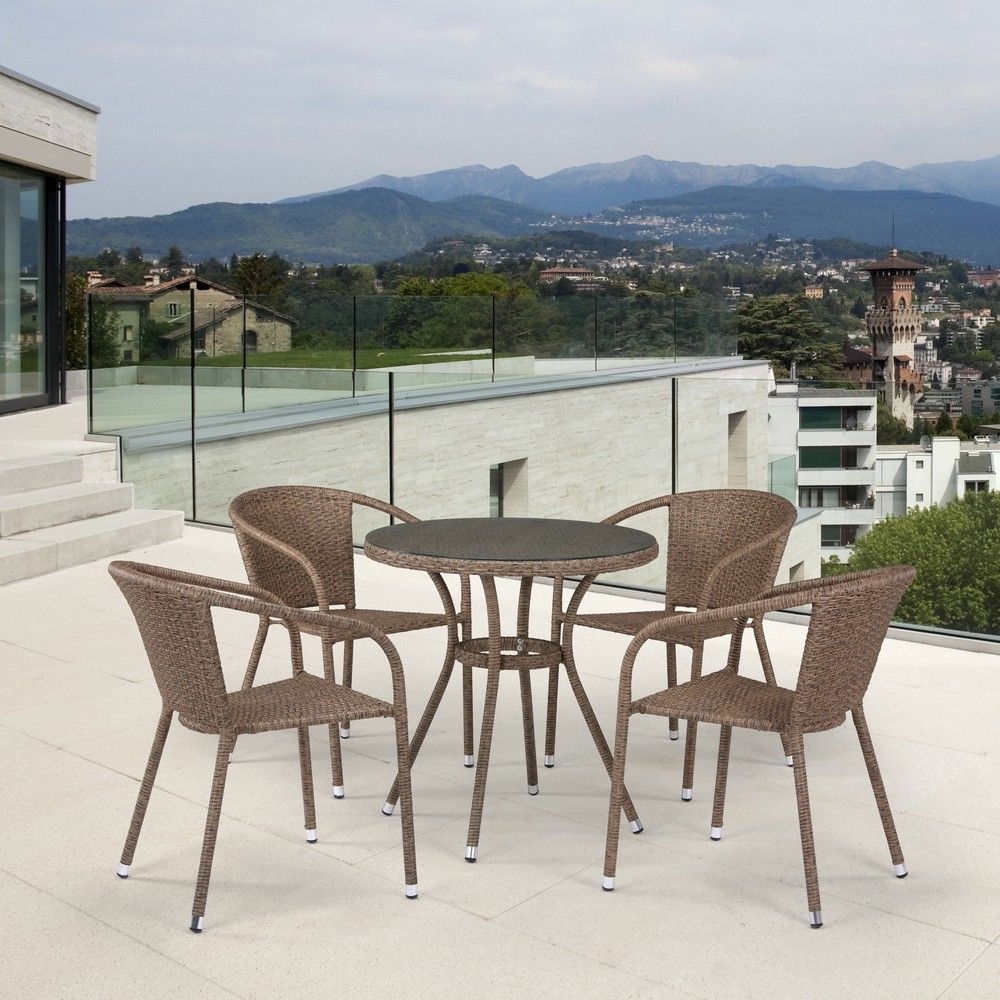 Комплект плетеной мебели T282ANT-Y137C-W56 Light Brown 4Pcs