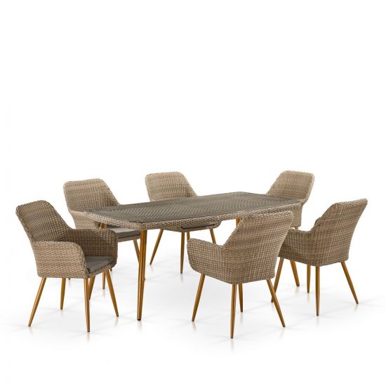 Комплект плетеной мебели T360B-Y360B-W65 Light Brown 6Pcs