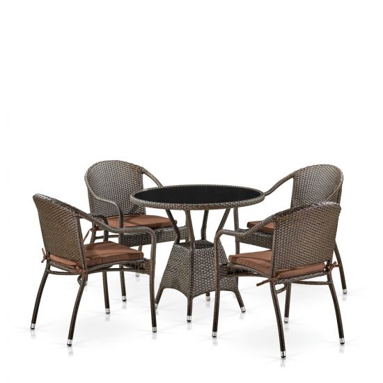 Комплект плетеной мебели T707ANS-Y480A-W53 Brown 4Pcs