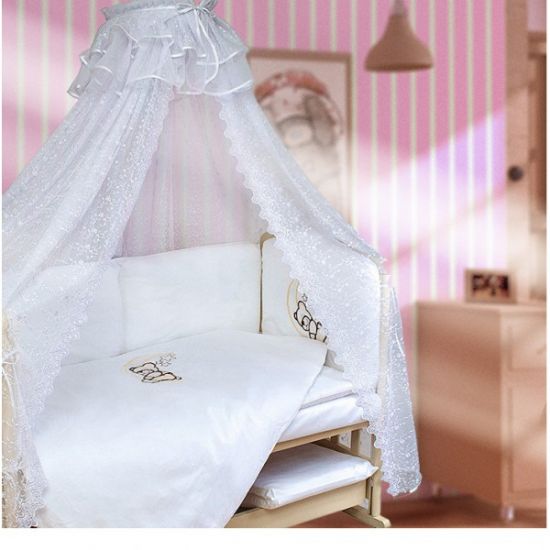 Комплект в кроватку 7 предметов "Лунный друг" (розовый)