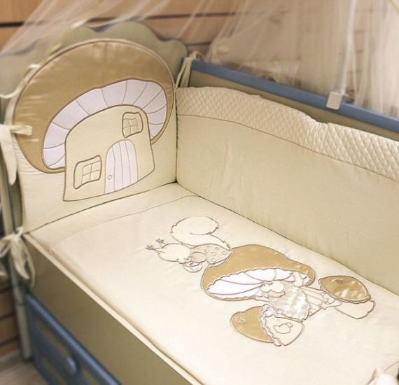Комплект в кроватку для новорожденного Грибочек С-90 (стандарт)
