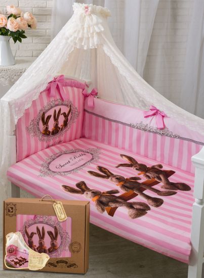 Комплект в кроватку "Sweet Rabbit" (розовый)