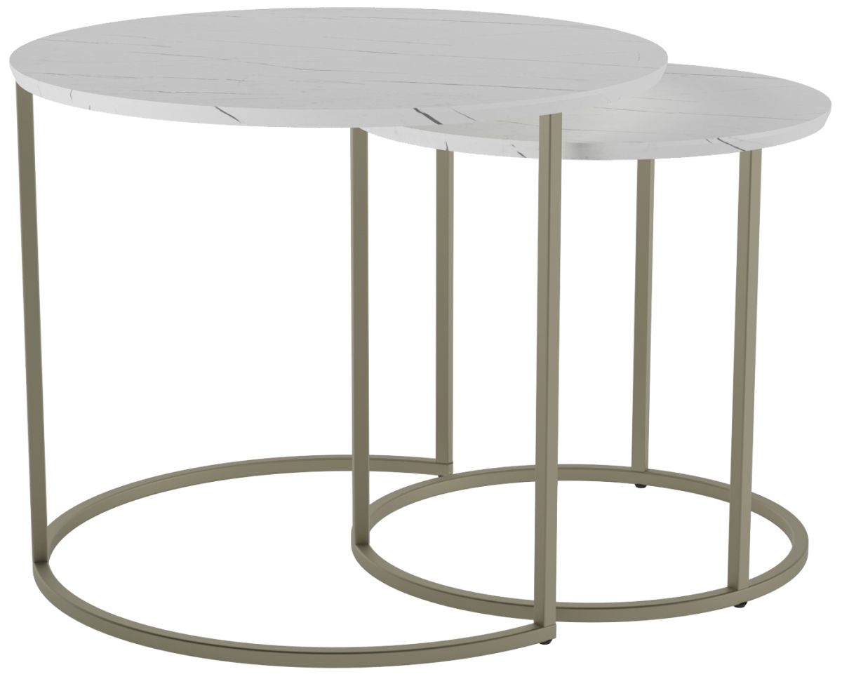 Комплект журнальных столов Калифорния Лесли белый мрамор-титан