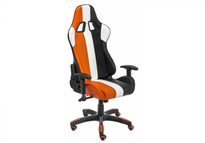 11510 Компьютерное кресло Line белое-оранжевое-черное