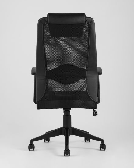 УТ000001932 | Компьютерное кресло | TopChairs Studio офисное черное в обивке из экокожи и текстиля с сеткой