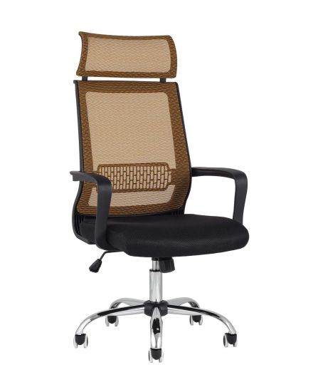 УТ000002363 | Компьютерное кресло | TopChairs Style офисное оранжевое в обивке с сеткой