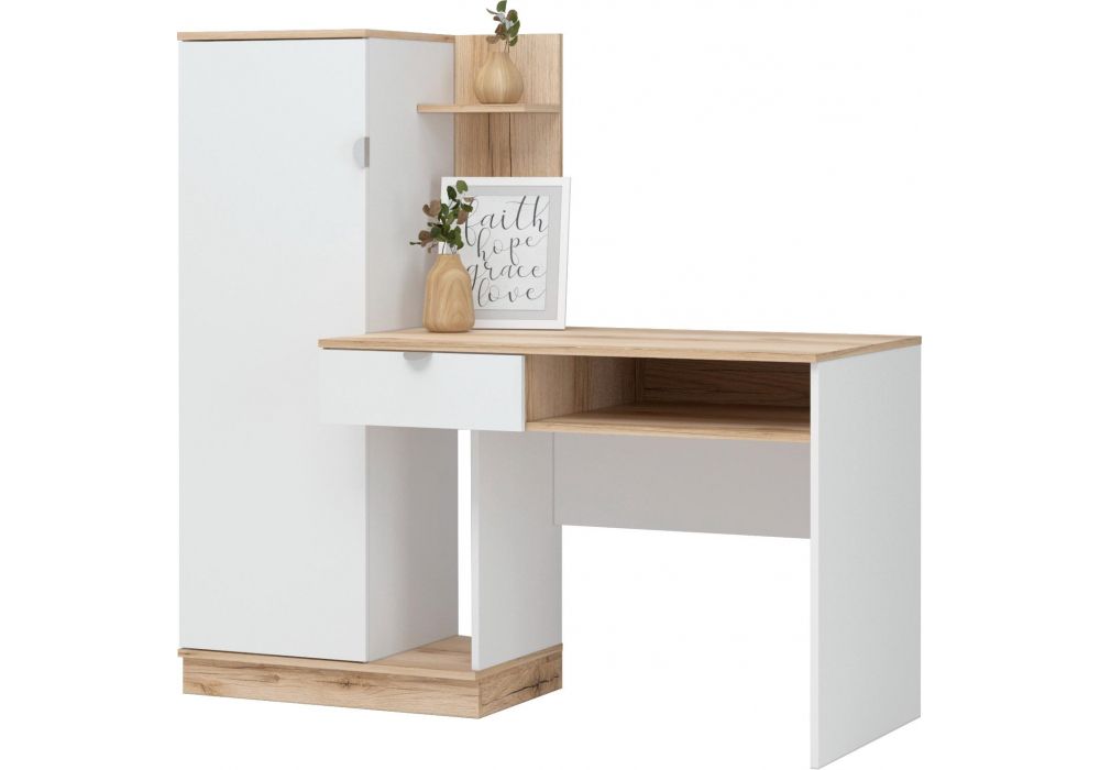 Компьютерный стол Джидда 1500 белый - дуб делано