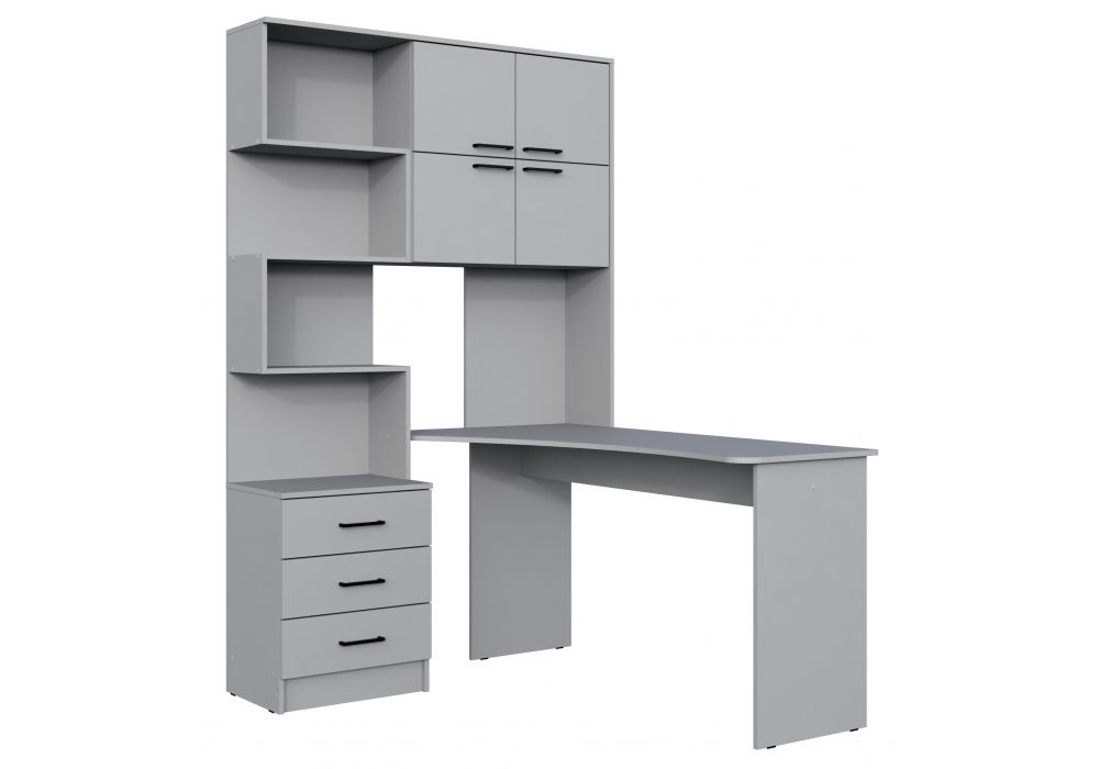 Компьютерный стол Эльброни правый шиншилла серая