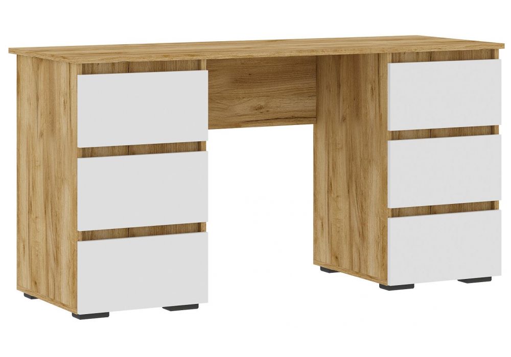 Компьютерный стол Элла ПС 02 белый - дуб крафт золото
