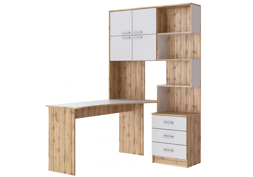 Компьютерный стол Ганор левый дуб вотан - белый