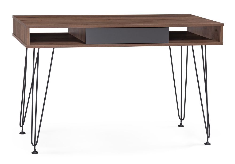 Стол Хиргра 120х60х77 дуб табачный - графит - черный