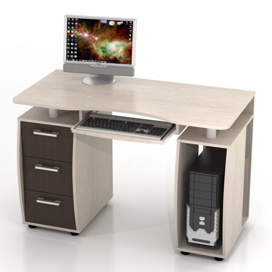 КС-12-М ДРОФА Компьютерный стол (Дуб Беленый-Венге) комбинированный, шт