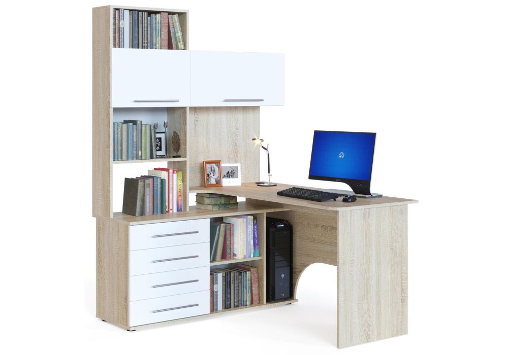 Стол КСТ-14Л левый дуб сонома - белый