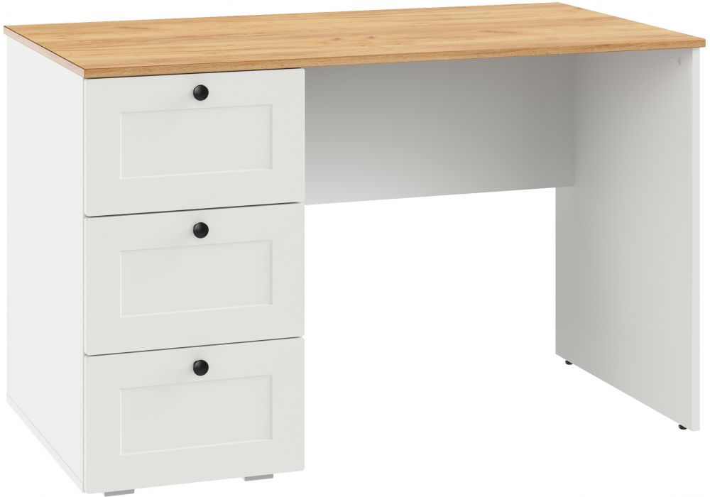 Компьютерный стол Опра белый шагрень - дуб золотой craft