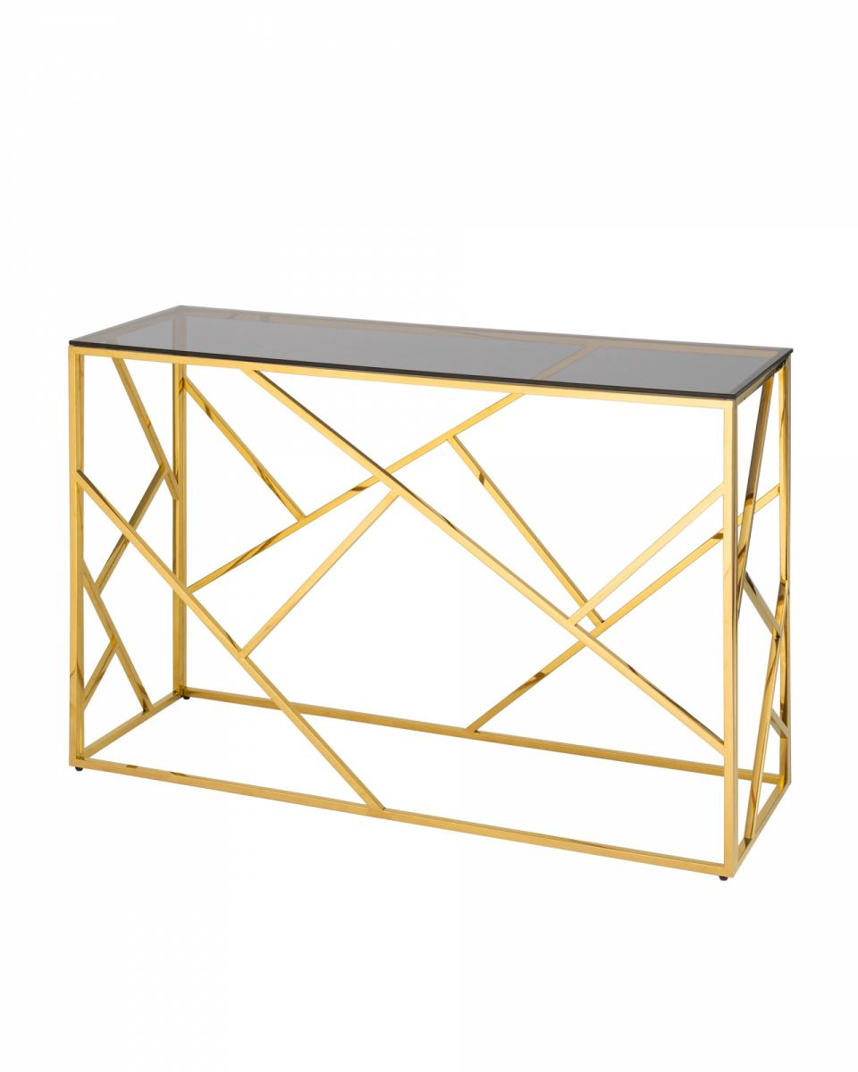 Консоль АРТ ДЕКО 120х40 золото стекло smoke
