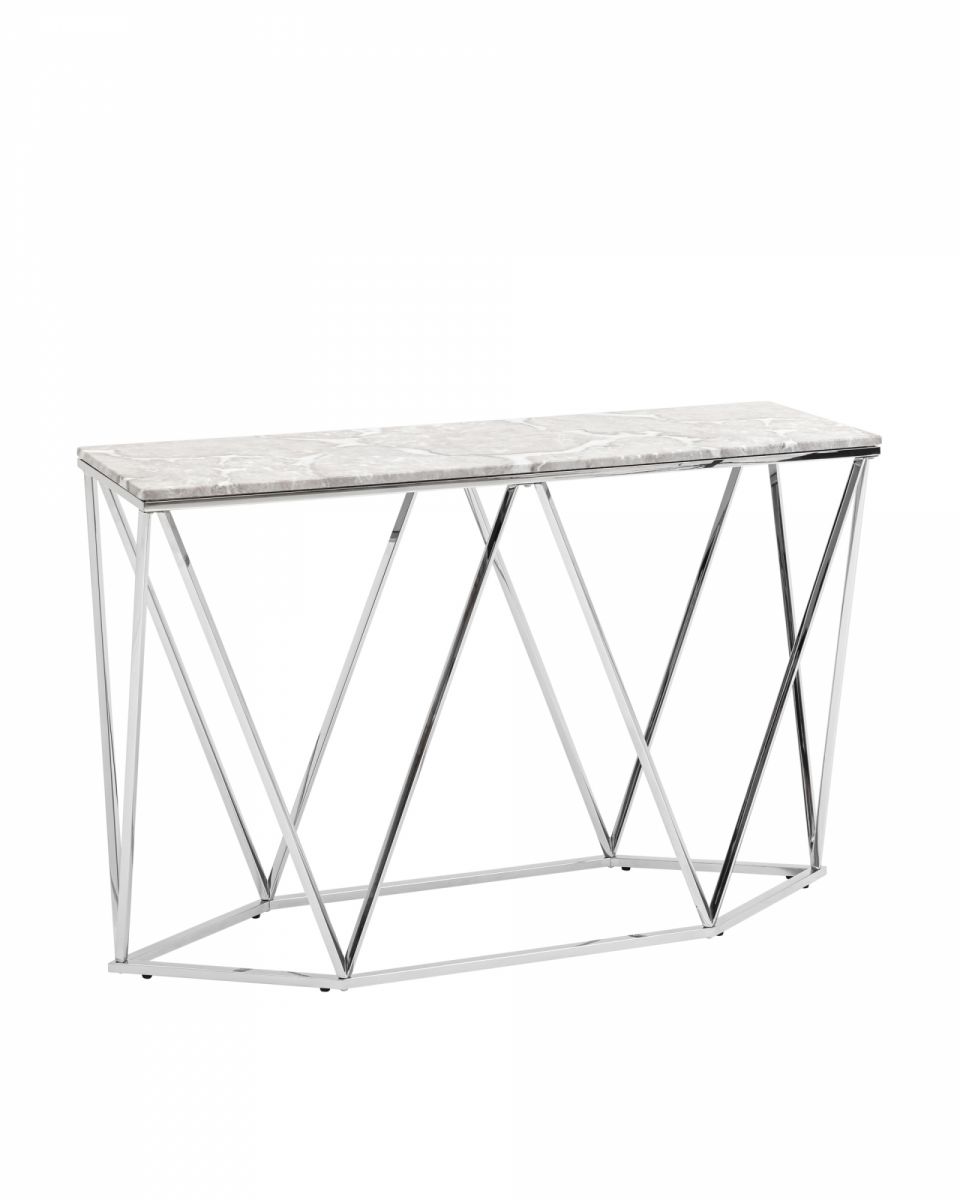 Консоль Авалон 122х41 серый мрамор сталь серебро