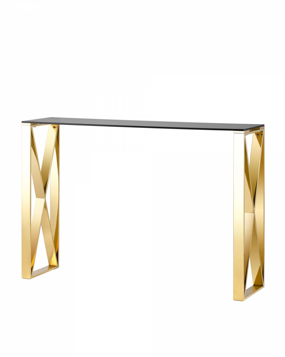 Консоль КРОСС 115х30 золото стекло smoke