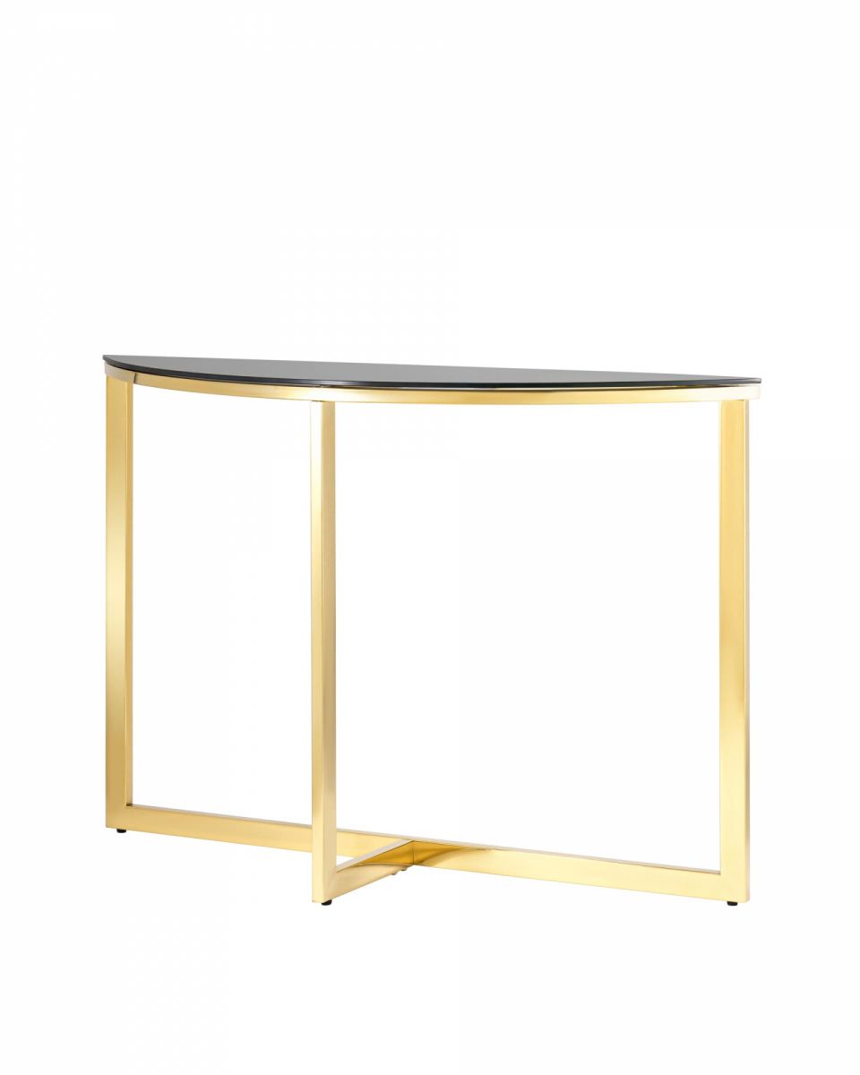 Консоль полукруглая АЛЬБА 115х30 золото стекло черное
