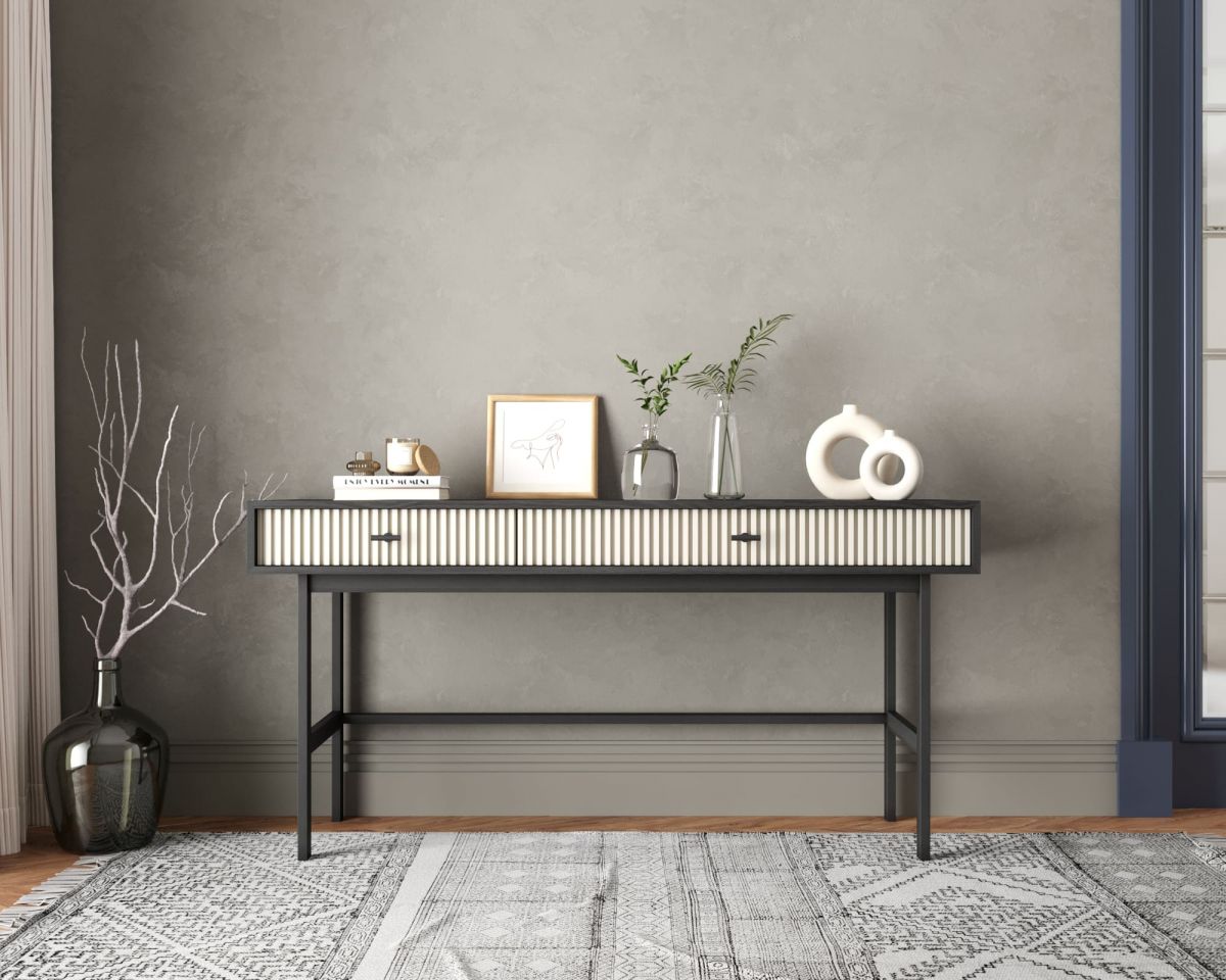 Консоль с двумя ящиками "Emerson" арт EM22-milky-L