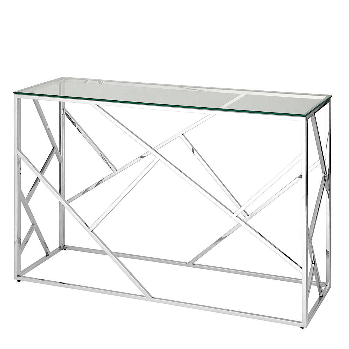 Консольный столик стеклянный прозрачный 120X40, основание нержавеющая сталь BS-05