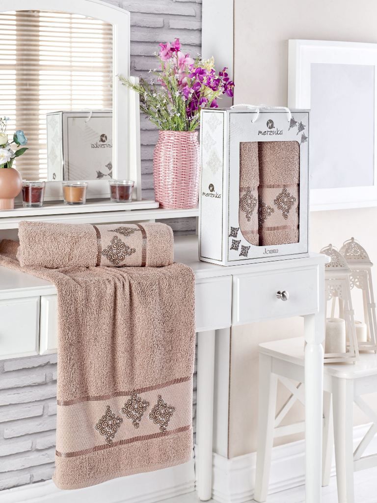 Коричневый 10305 JEMMA (50х90+70х140 ) в коробке Набор полотенец MERZUKA