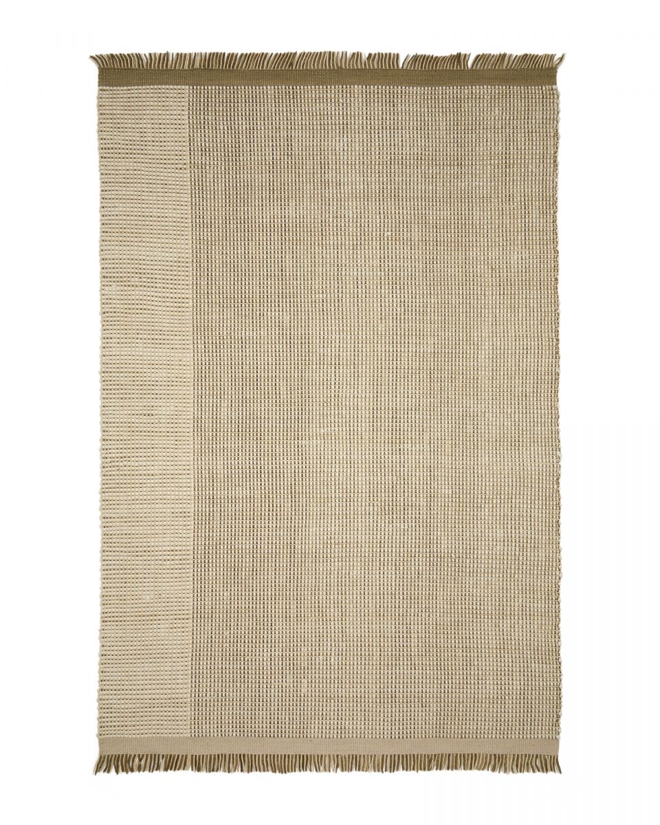 Ковер из шерсти Blart бежевого цвета с контрастной полосой по бокам 160 x 230 см