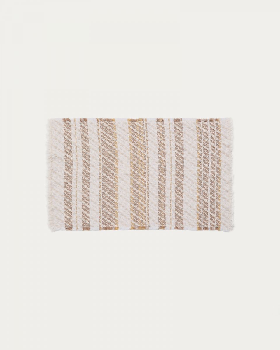 Коврик для ванной Milda из 100% хлопка белого и бежевого цвета с бахромой 50 x 70 см