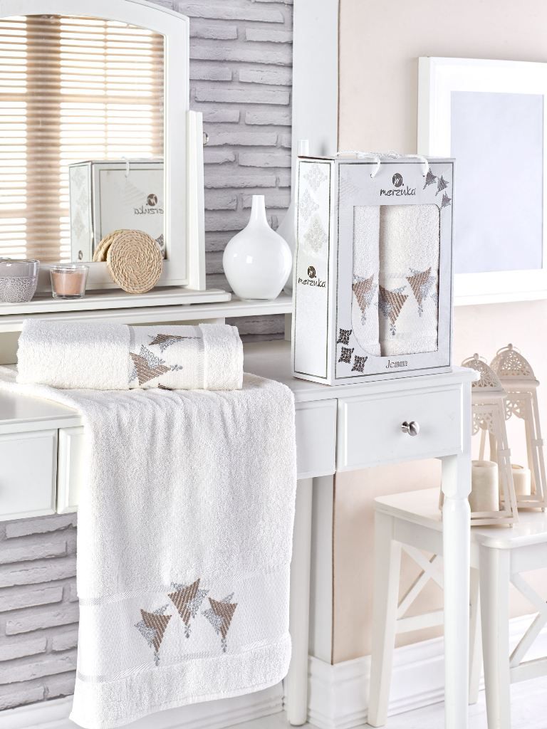 Кремовый 10305 JEMMA (50х90+70х140 ) в коробке Набор полотенец MERZUKA