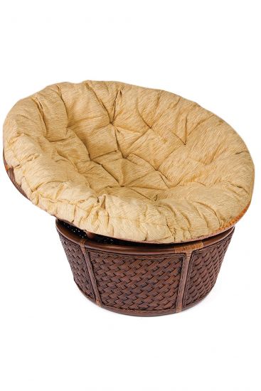 Кресло 23-01 "ANDREA" -с подушкой- Pecan Washed (античн. орех), Ткань рубчик, цвет кремовый