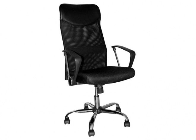 Кресло Астра-А Топ РС 900 (хром- спинка сетка черная-сиденье-сетка черная)