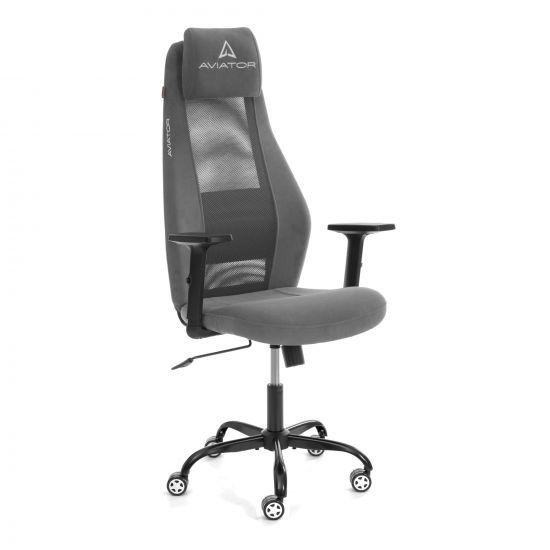 Кресло AVIATOR PLT metalBL флок-ткань, серый, 29-W-12