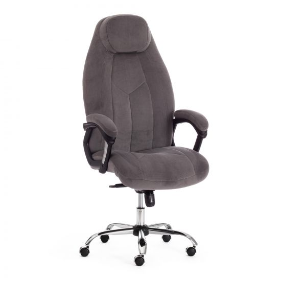 Кресло BOSS Lux флок , серый-серый перф., 29-29-06