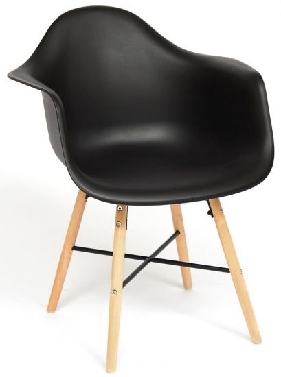 Кресло CINDY (EAMES) (mod. 919) дерево бук-металл-сиденье пластик, 60*62*79см, черный-black with nat