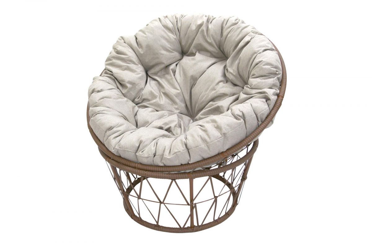 Кресло для отдыха Папасан арт.D9848-MT ротанг искусственный 1уп. ( бежевый, подушка бежевая) (М)