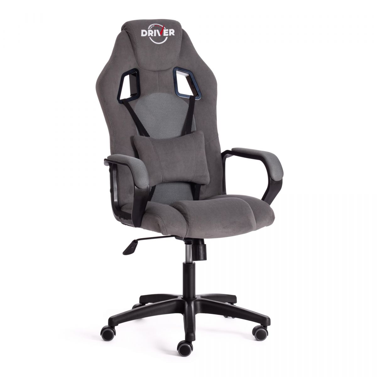 Кресло DRIVER (22) флок-ткань, серый-серый, 29-TW-12