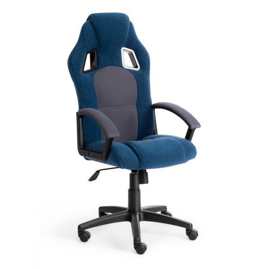 Кресло DRIVER флок-ткань, синий-серый, 32-12