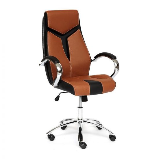 Кресло GLOSS хром кож-зам, коричневый-черный, 57