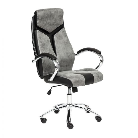 Кресло GLOSS хром кож-зам, серый-черный, 45