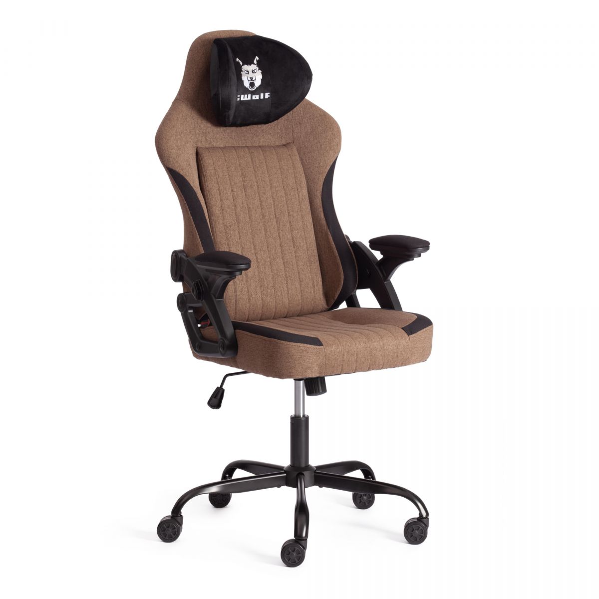 Кресло iWolf ткань, черный-коричневый
