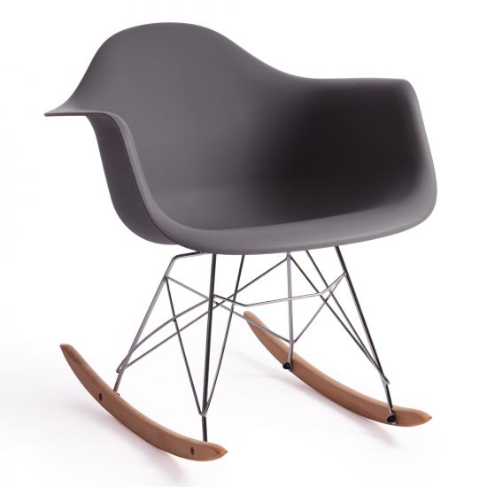 Кресло-качалка CINDY (mod. C1025A) - 1 шт. в упаковке пластик-металл-дерево, 65 х 61 х 74 см, серый 024 -натуральный