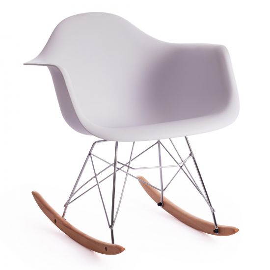 Кресло-качалка CINDY (mod. C1025A) - 1 шт. в упаковке пластик-металл-дерево, 65 х 61 х 74 см, белый 018 -натуральный