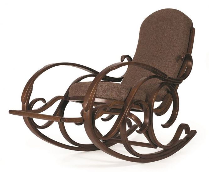 Кресло-качалка К1-Тонет (темный тон - рогожка коричневая)