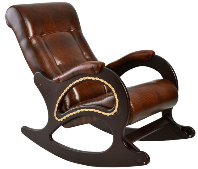 Кресло-качалка мод. 44 (Antik Крокодил-Венге с лозой) Коричневый