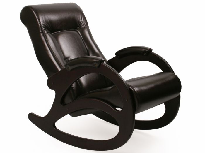 Кресло-качалка Орион б-л, Модель 4 б-л экокожа Орегон 120, каркас венге